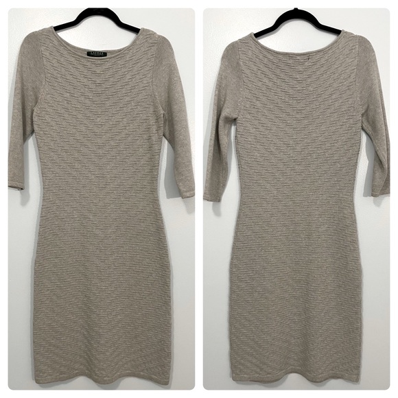 Lauren Ralph Lauren Chevron Textured Sweater Dress S - Picture 1 of 7